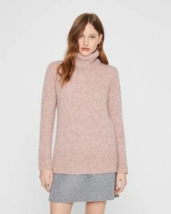 Promo ⌛ Club Monaco 👩 Women Lux Turtleneck Tunic Dusty Rose 👏