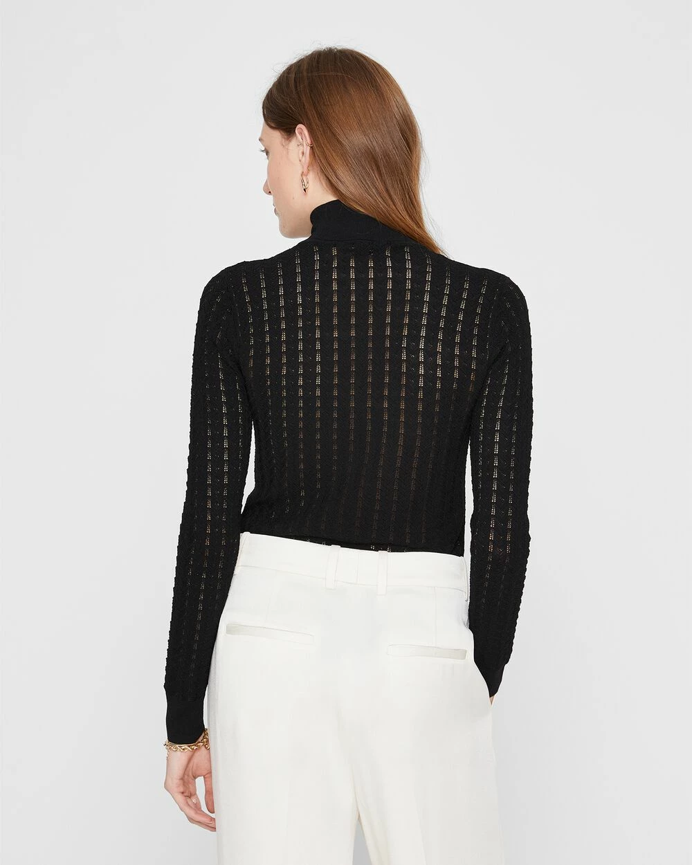 Top 10 π Club Monaco π© Women Signature Pointelle Turtleneck Sweater Black β - Image 2