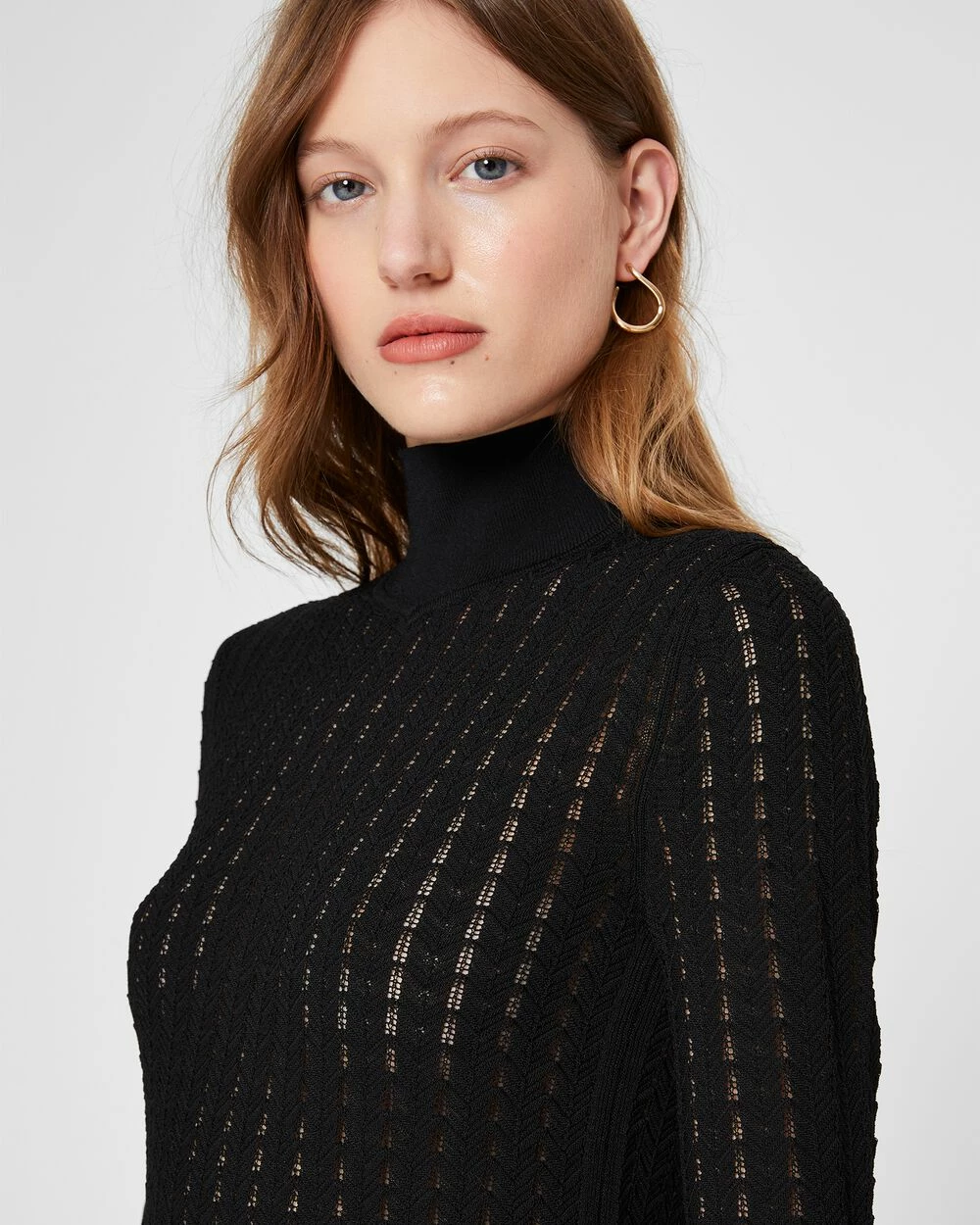 Top 10 π Club Monaco π© Women Signature Pointelle Turtleneck Sweater Black β - Image 3