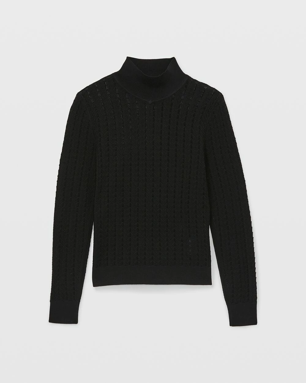 Top 10 π Club Monaco π© Women Signature Pointelle Turtleneck Sweater Black β - Image 5